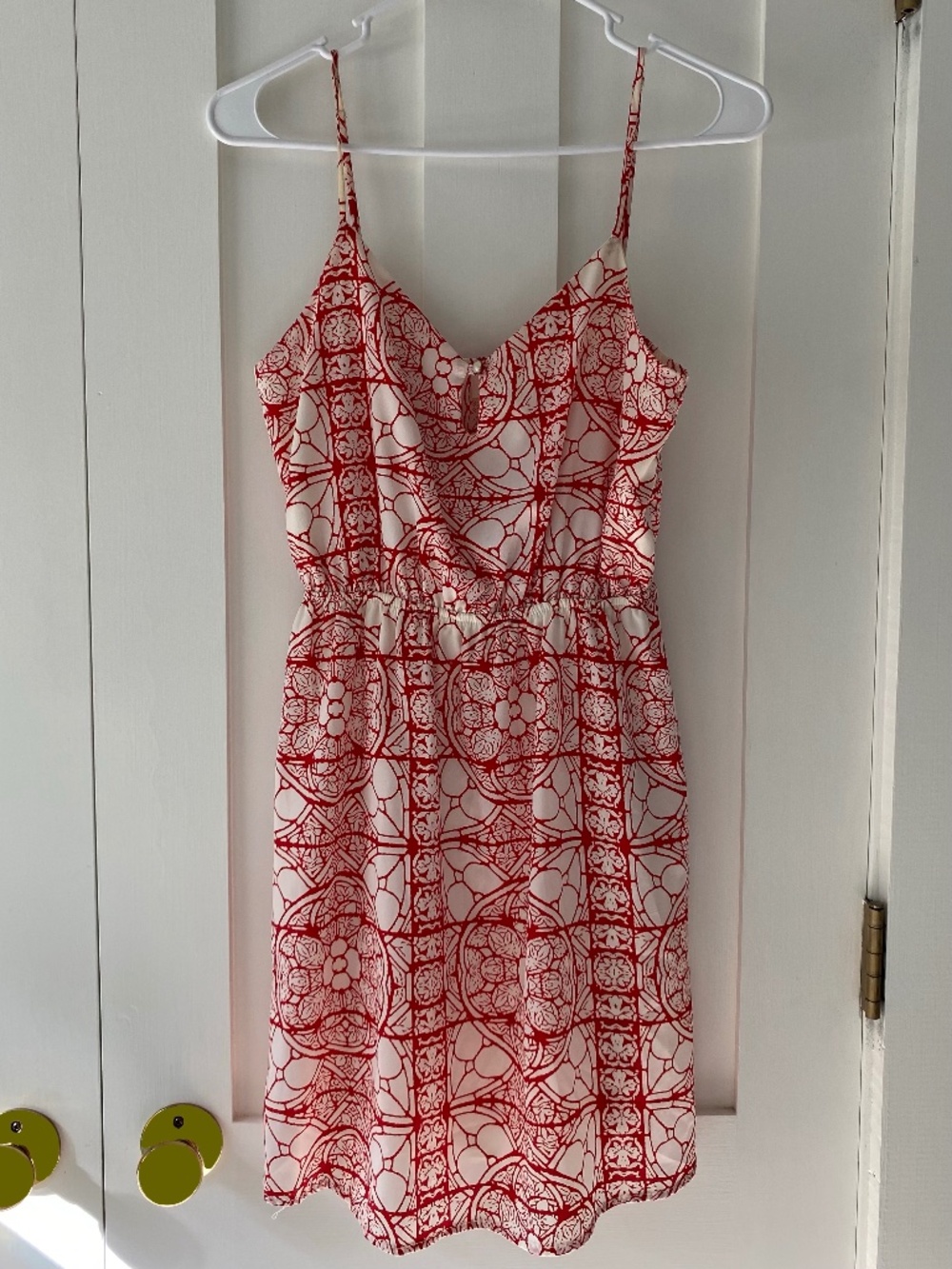 Everly Summer Mini Dress Red White Floral Sleeveless Small